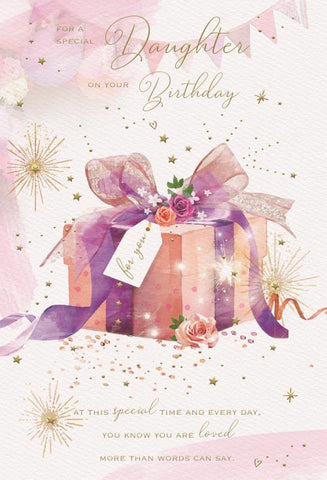 Daughter birthday card - flowers and presents
