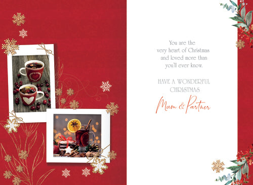 Mum and Partner Christmas card - traditional card