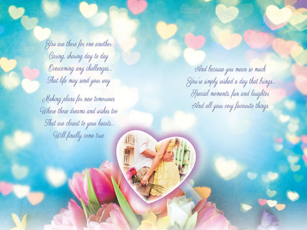 Grandson and Wife anniversary card- hearts and flowers