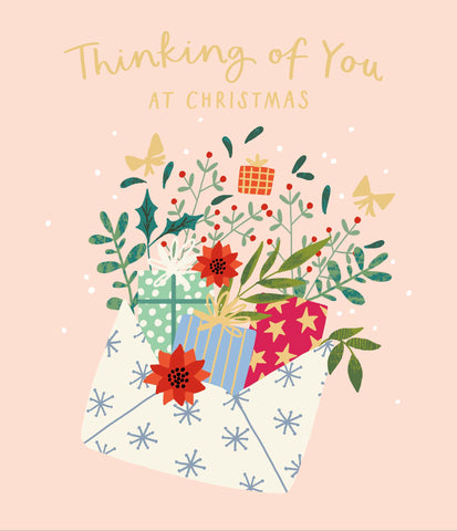 Thinking of you Christmas card - Christmas flowers