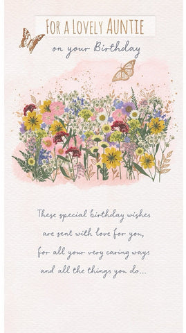 Auntie birthday card - floral meadow