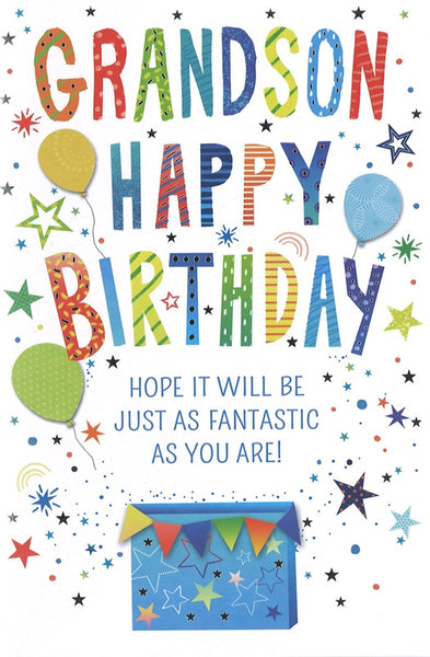 Grandson Birthday Card | Sentimental Verse| Colourful Greeting Card