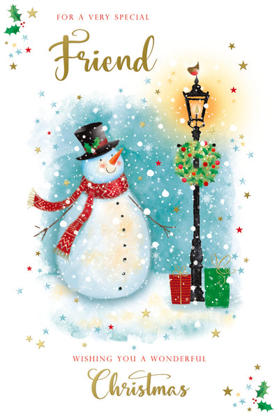Special Friend Christmas card - cute snowman