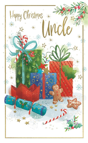Uncle Christmas card - festive gifts