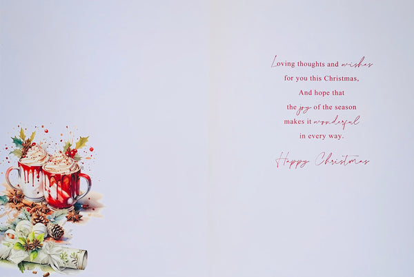 Mum and Dad Christmas card - festive hot chocolates