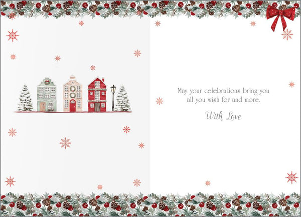 Son and Daughter-in-law Christmas card- winter village