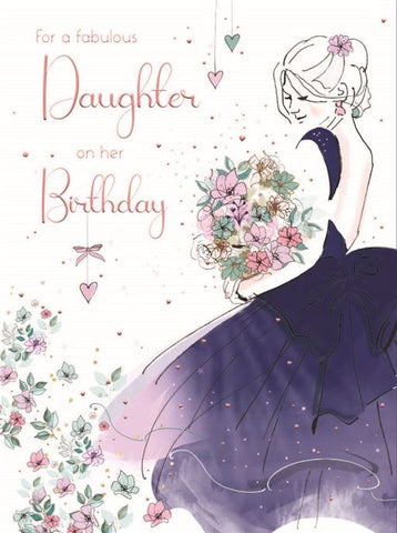 Daughter birthday card - birthday dress and flowers
