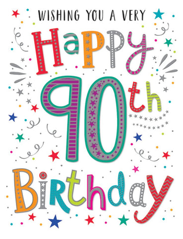 90th birthday card- modern text