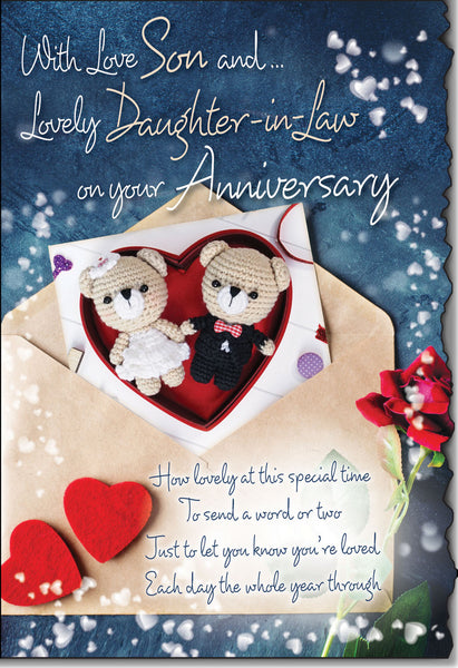 Son and Daughter-in-law anniversary card- loving verse