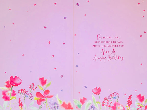 Wife birthday card - pretty flowers