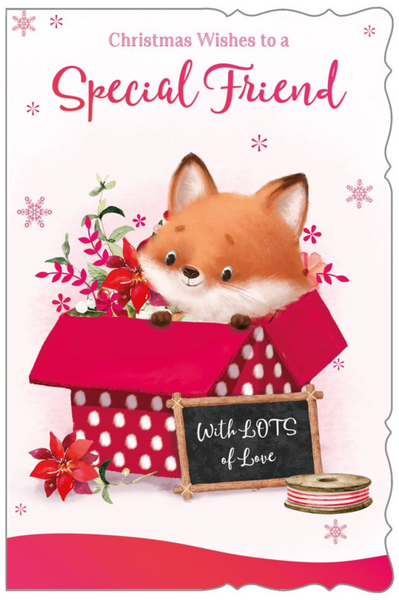 Special friend Christmas card - festive fox