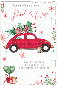 Dad and Wife Christmas card - festive car