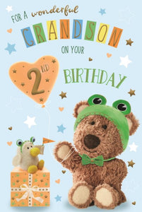 Grandson 2nd birthday card- cute bear