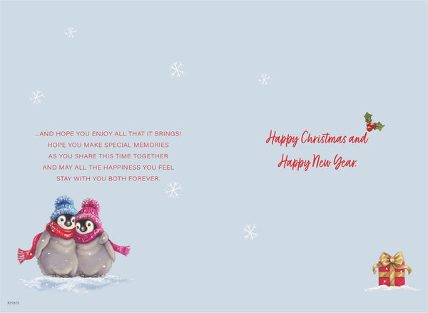 Grandson and girlfriend Christmas card- cute penguins