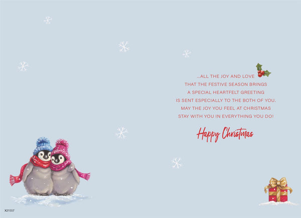 Special friends Christmas card - festive penguins