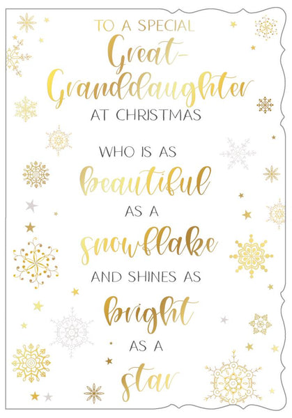 Great-Granddaughter Christmas card - Xmas sparkle