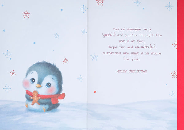 Daughter Christmas card - cute penguin