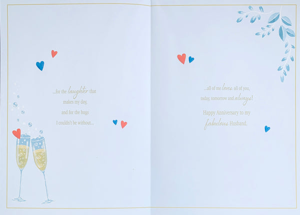 Husband anniversary card - anniversary toast- large card