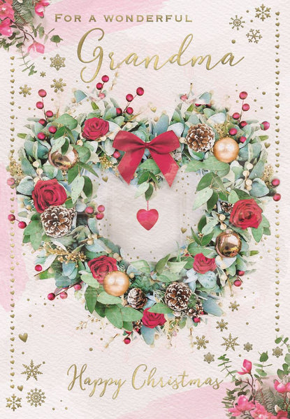 Grandma Christmas card - Christmas floral wreath
