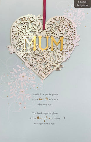 Luxury Mum birthday card- heart keepsake