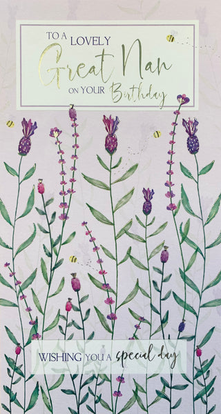 Great Nan birthday card -flowers