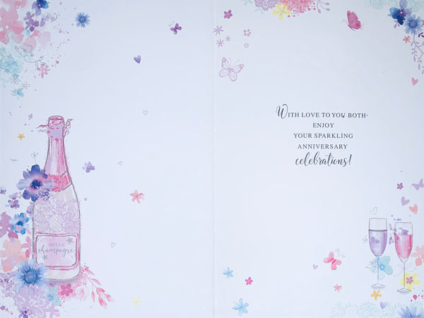 Daughter and Son in law wedding anniversary card - fizz and butterflies