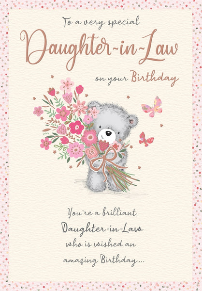 Daughter-in-law birthday card - cute bear