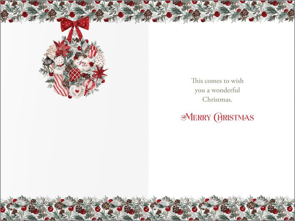 Auntie and Uncle Christmas card - floral Xmas bauble