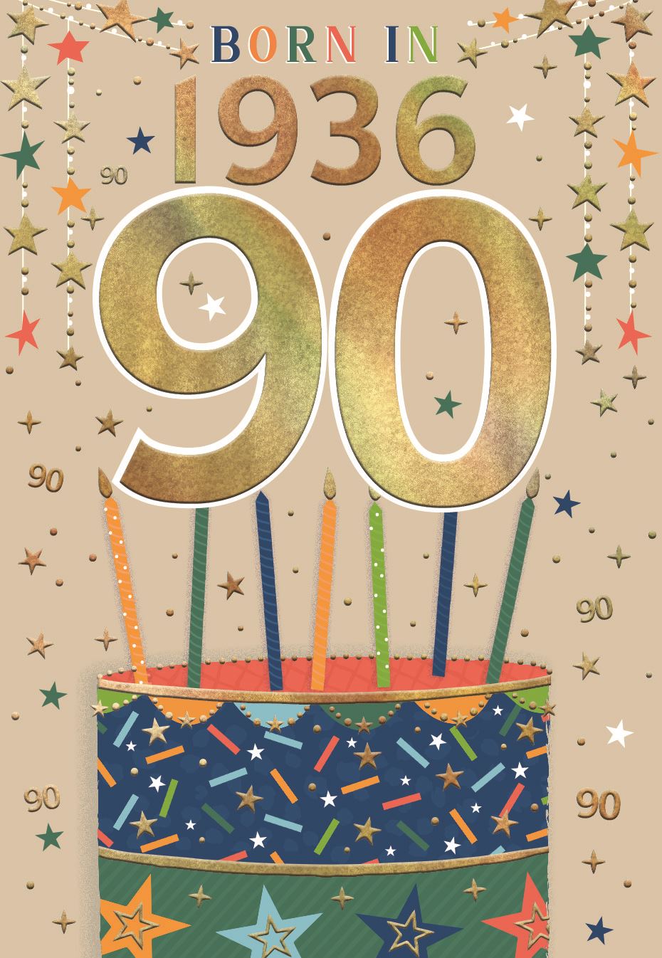 90th birthday card- born in 1936