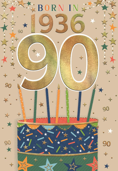 90th birthday card- born in 1936
