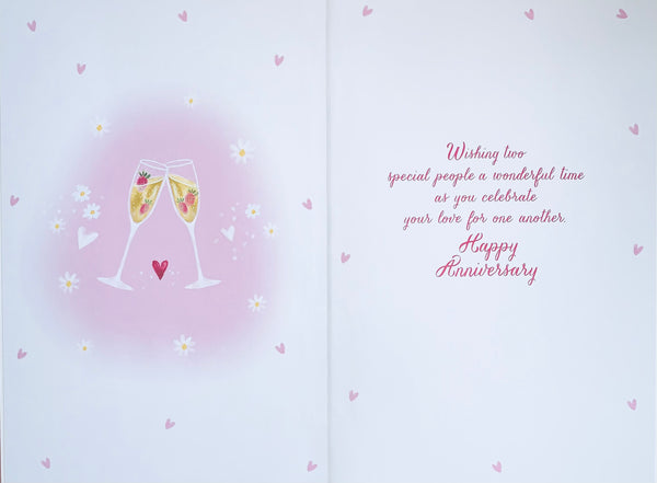 Your wedding anniversary card - flowers and fizz
