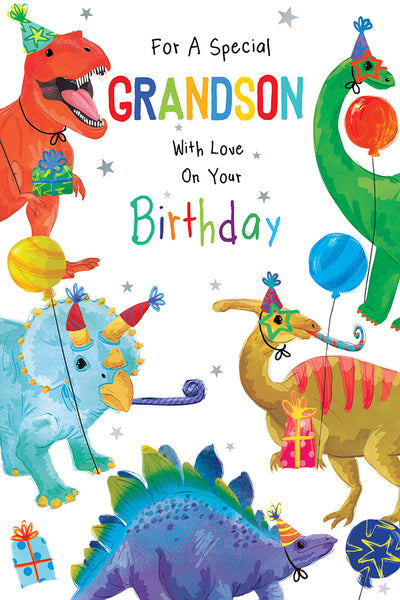 Grandson birthday card - dinosaurs