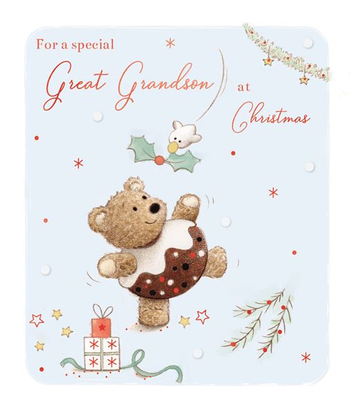 Great Grandson Christmas card - cute bear
