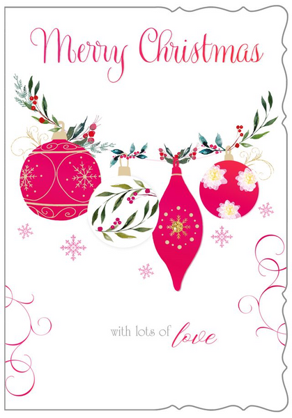 General Christmas card- shimmering xmas baubles