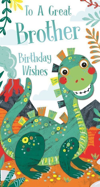 Brother birthday card - cute dinosaur