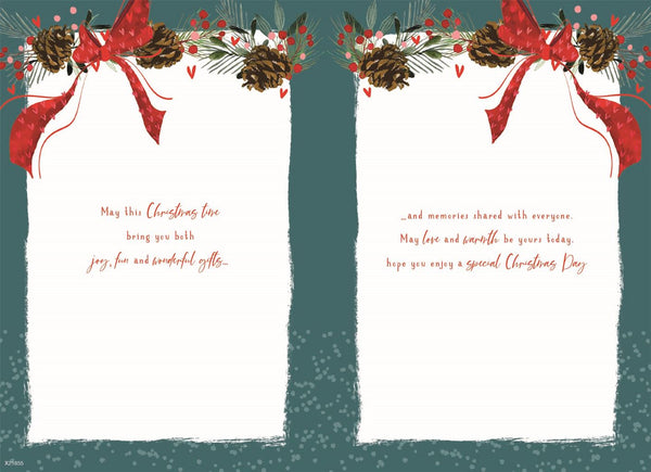 Granddaughter and Fiancé Christmas card- Xmas bauble