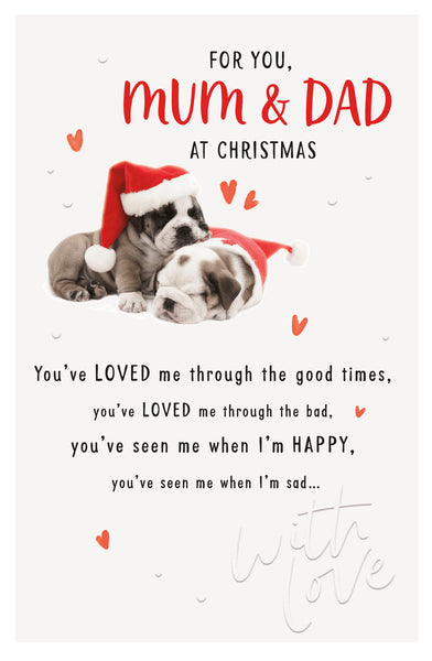 Mum and Dad Christmas card- Xmas dogs
