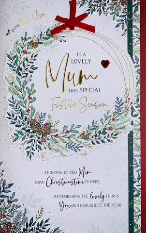 Mum Christmas card- Xmas heart floral