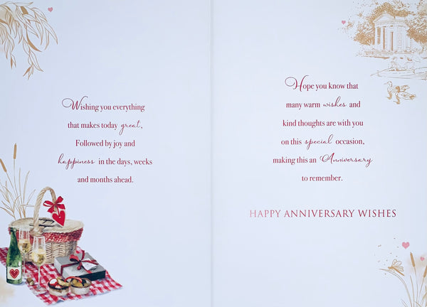 Son and Daughter in law wedding anniversary card - romantic picnic