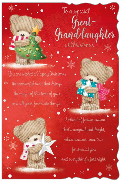 Great-Granddaughter Christmas card - cute bear