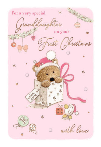 Granddaughter first Christmas card - cute rabbit