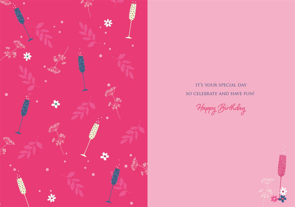 General birthday card for her- sparkling birthday drinks