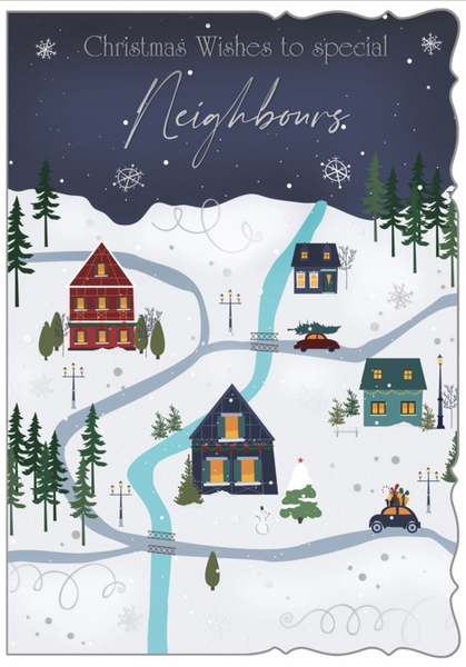 Neighbours Christmas card - snowy village