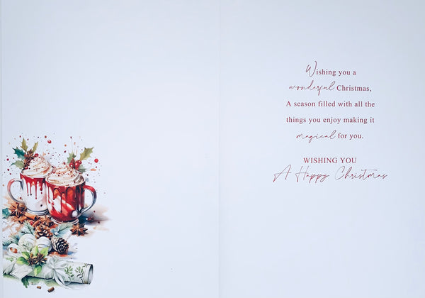 Special Friends Christmas card- festive hot chocolate
