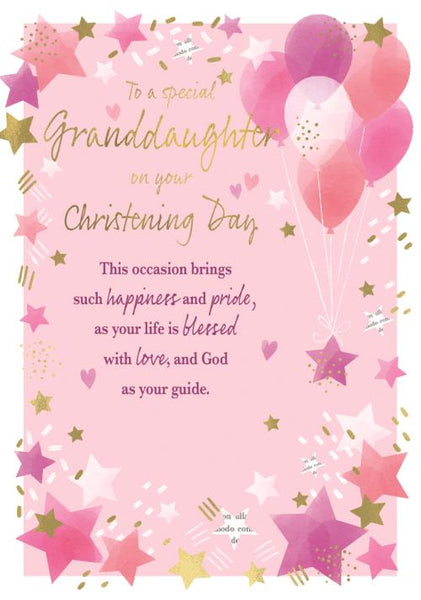 Granddaughter Christening card - sentimental verse