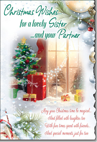 Sister and Partner Christmas card - sentimental verse