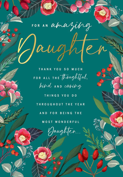 Daughter Christmas card - Xmas flowers
