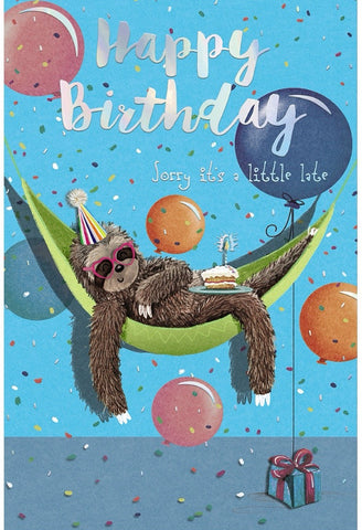 Belated birthday card - relaxing sloth