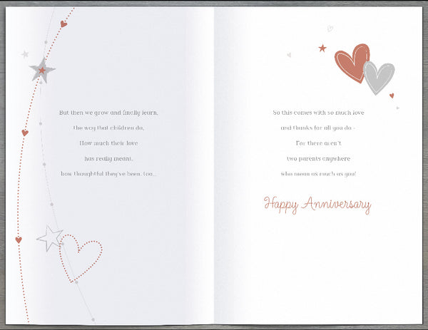 Mum and Dad anniversary card - modern hearts - sentimental verse