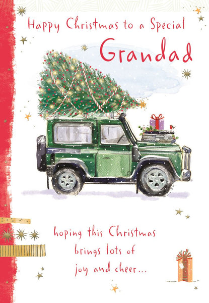 Grandad Christmas card - traditional Land Rover